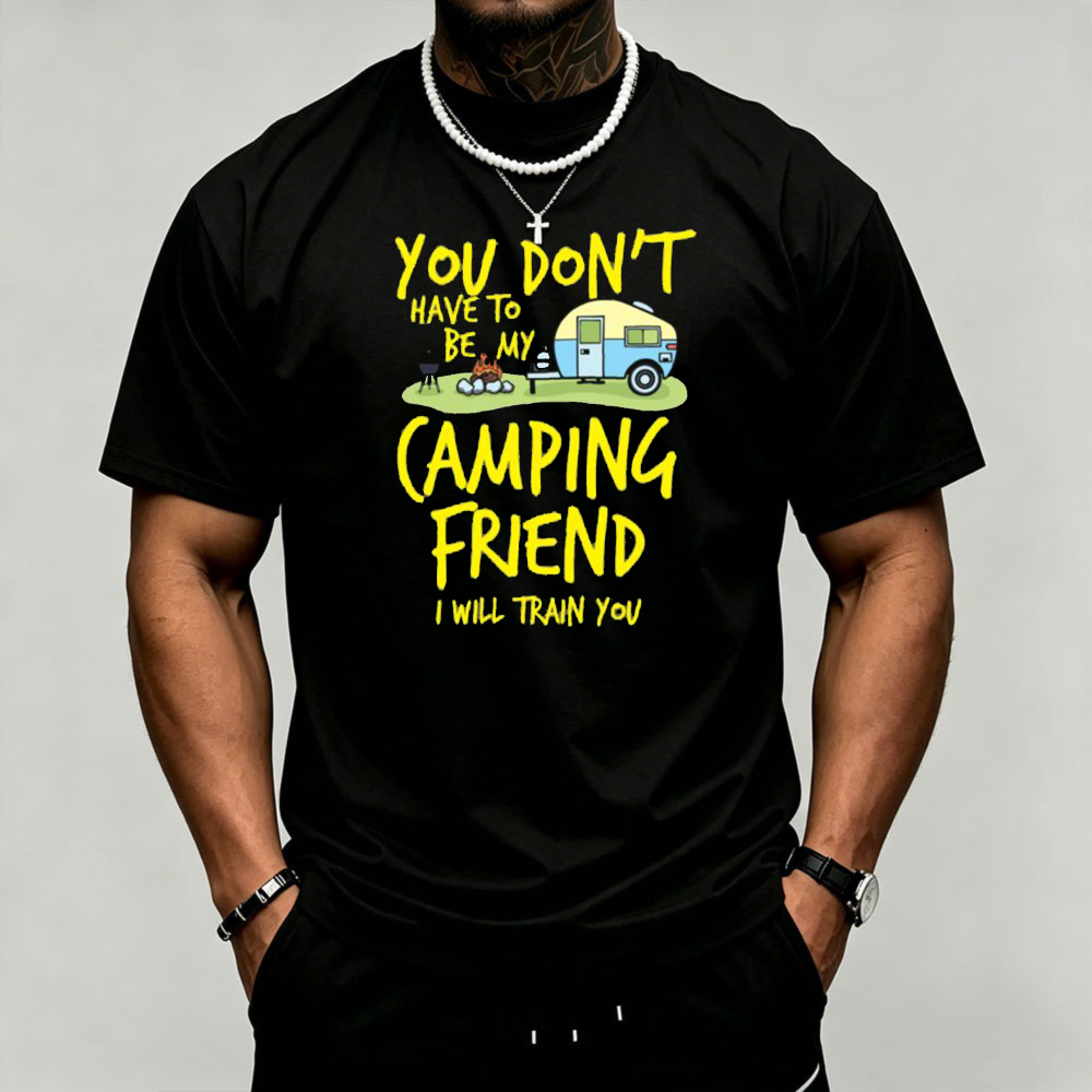Outdoor Adventure Quotes Short - Kaos Pria Bergambar Camping Camper Trailer,