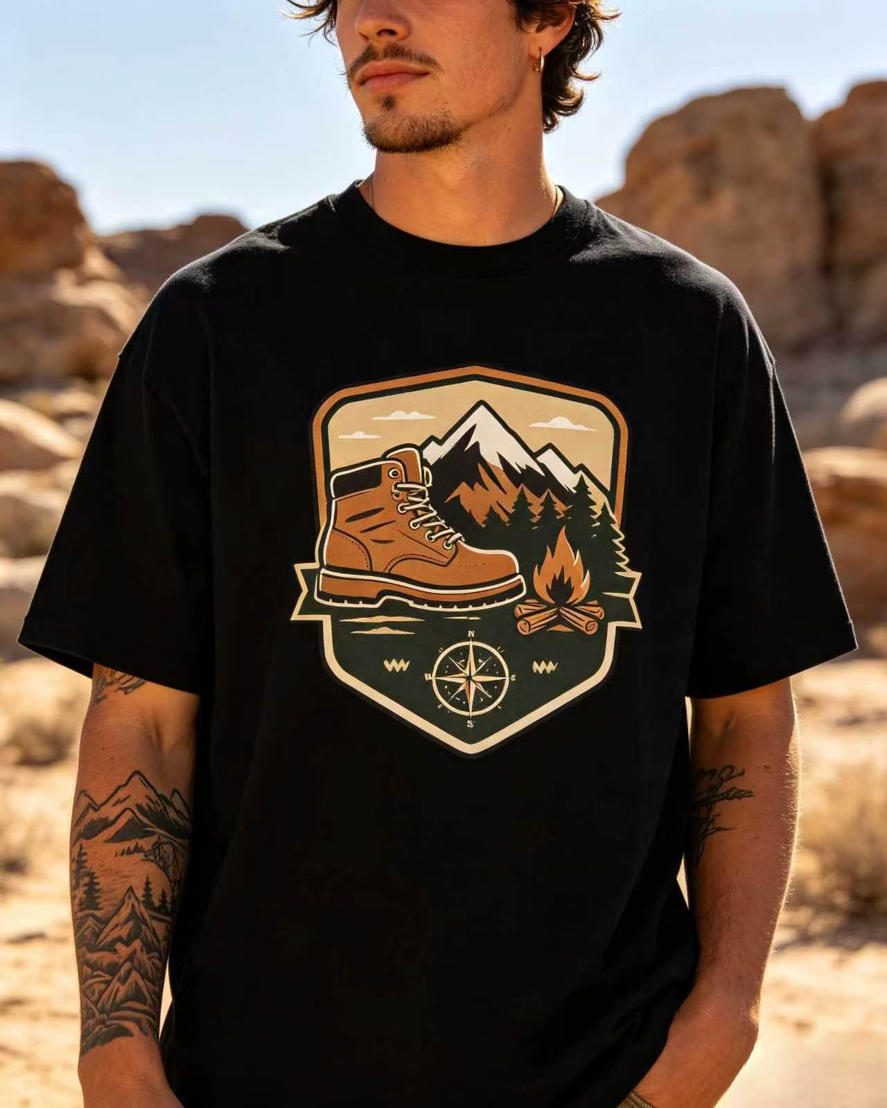 Kaos Unisex Motif Grafis Kompa - Outdoor Adventure Hiking ulasan dan harga