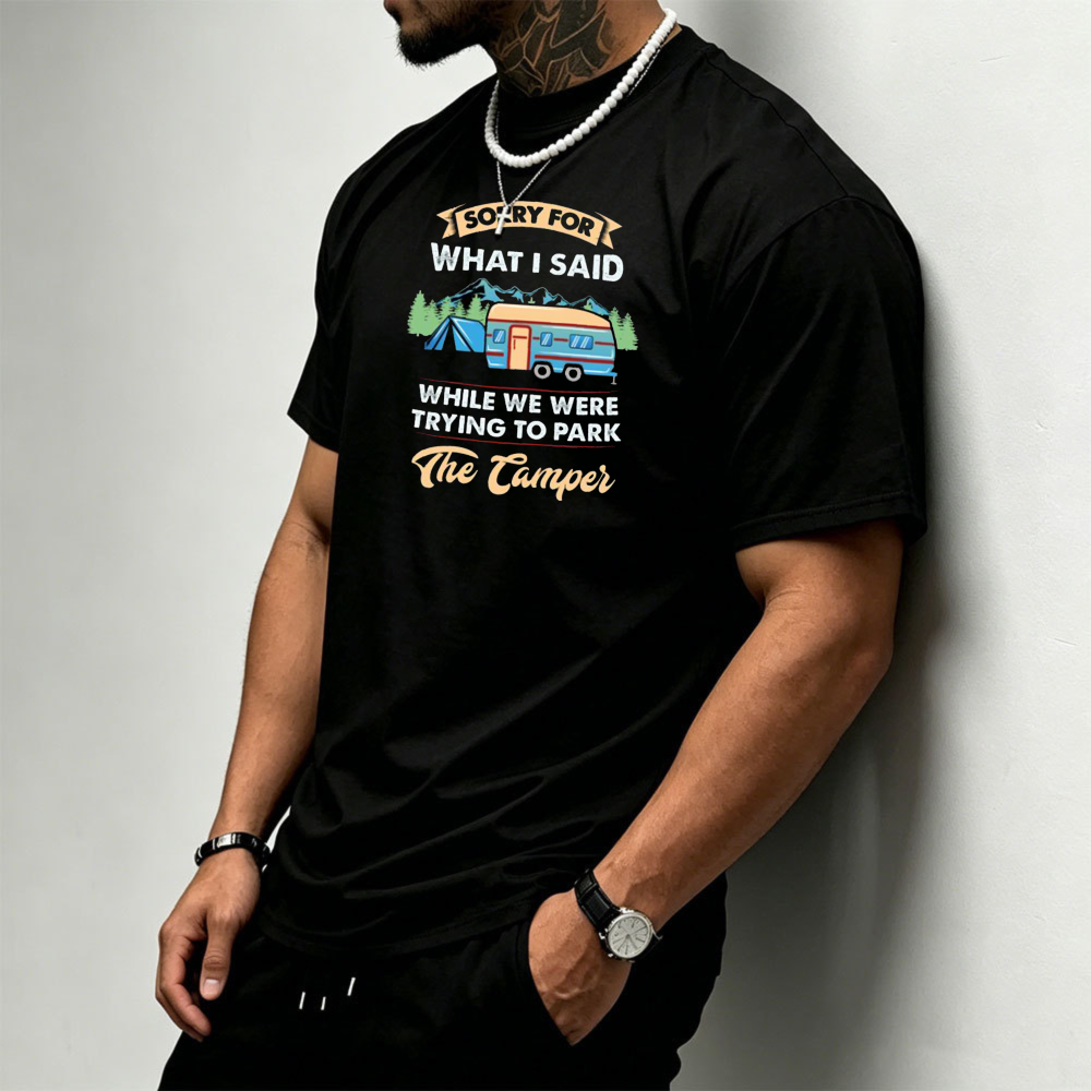 Kaos Pria Bergambar Camper Tra - Outdoor Adventure Quotes Short ulasan dan harga