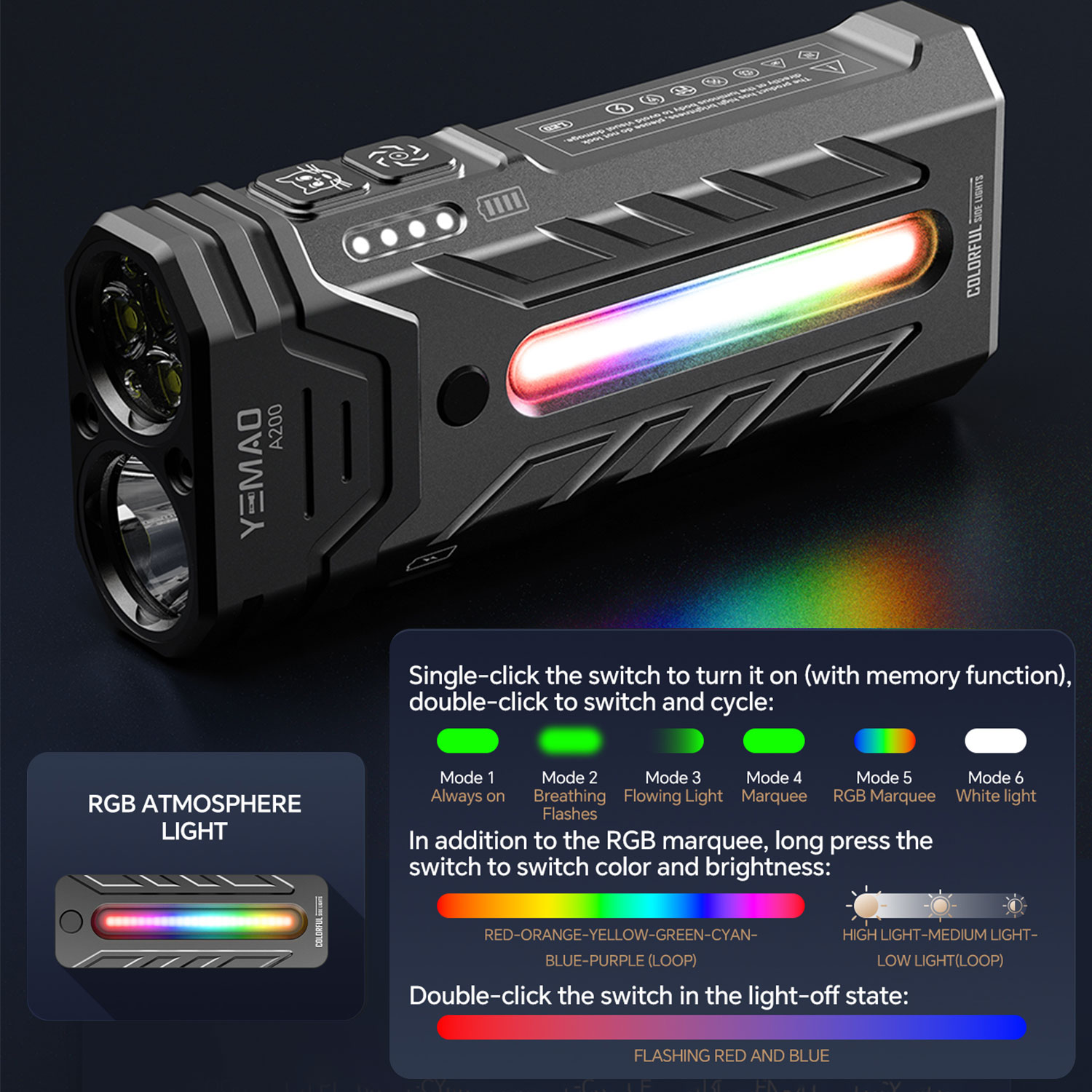 Senter LED RGB Portabel Multif - Outdoor Adventure Hiking ulasan dan harga
